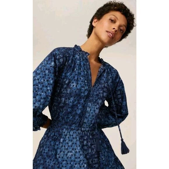 Lauren Ralph Lauren Eyelet Puff Sleeve Tiered Patchwork Dress Sz 8 NWT MSRP $185 - Picture 7 of 16